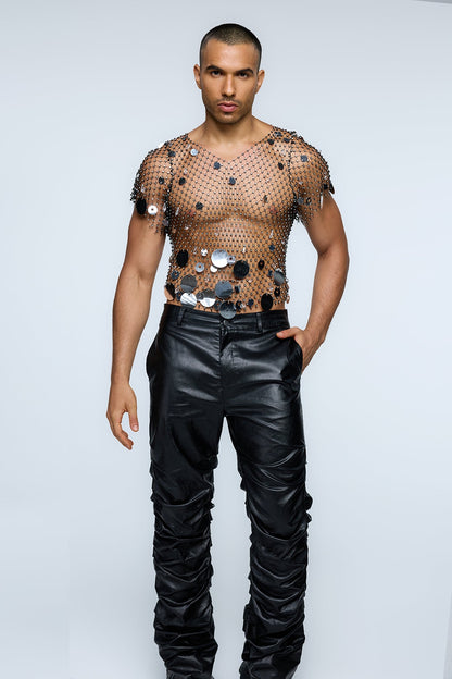 Gloss Alloy Sequin Rhinestone Chainmail Top