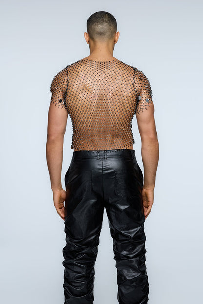 Gloss Alloy Sequin Rhinestone Chainmail Top