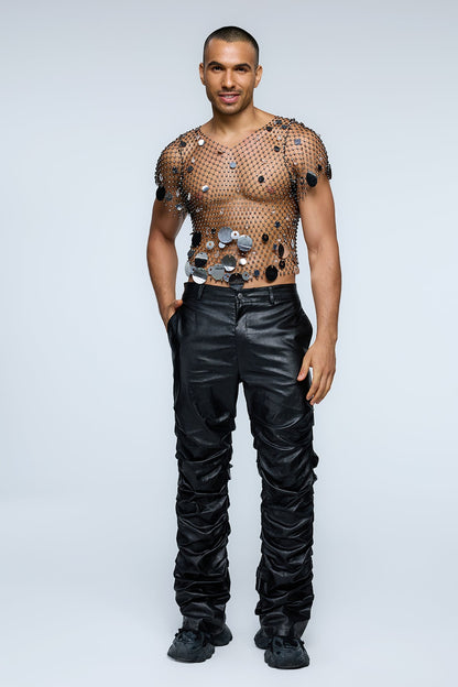 Gloss Alloy Sequin Rhinestone Chainmail Top