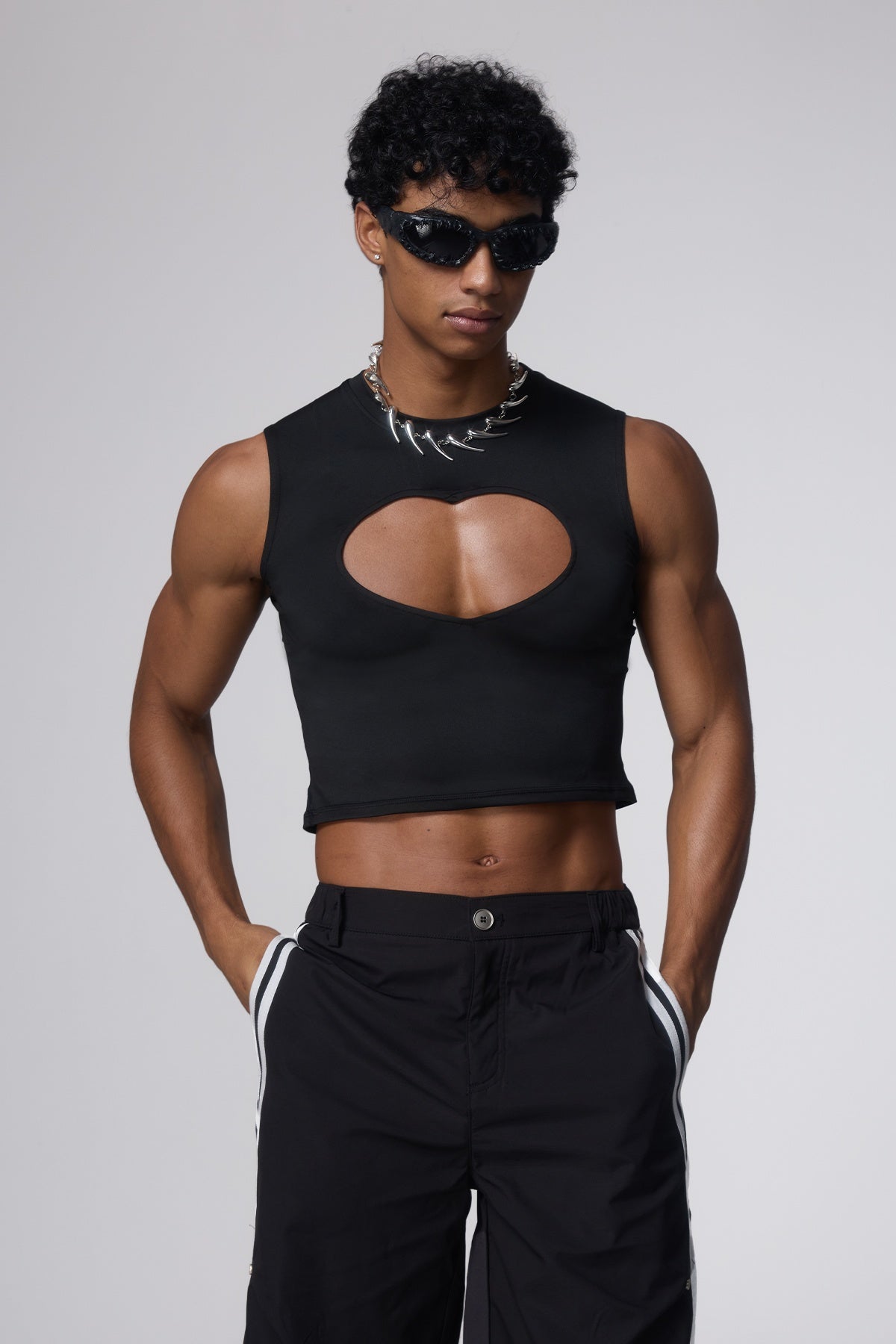 Glow Cut Heart Cutout Crop Top