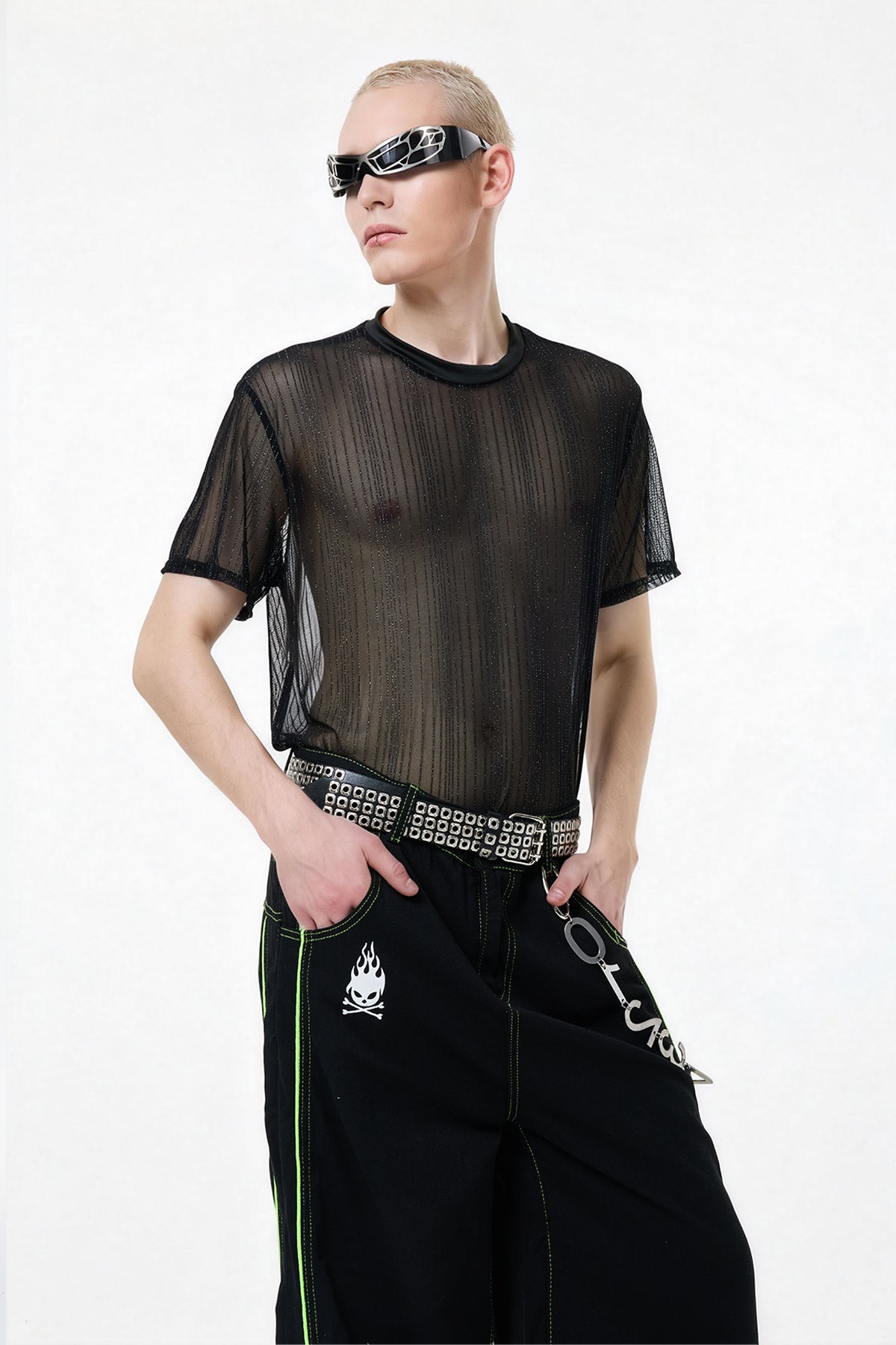 Glow Flow Mesh Top Black