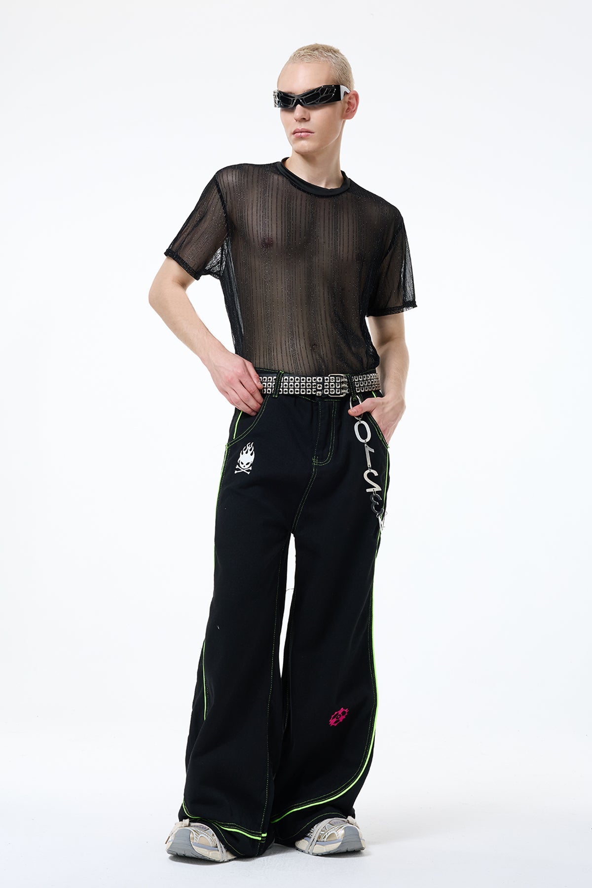 Glow Flow Mesh Top Black