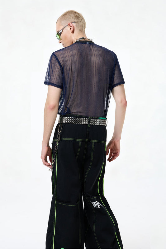 Glow Flow Mesh Top Blue