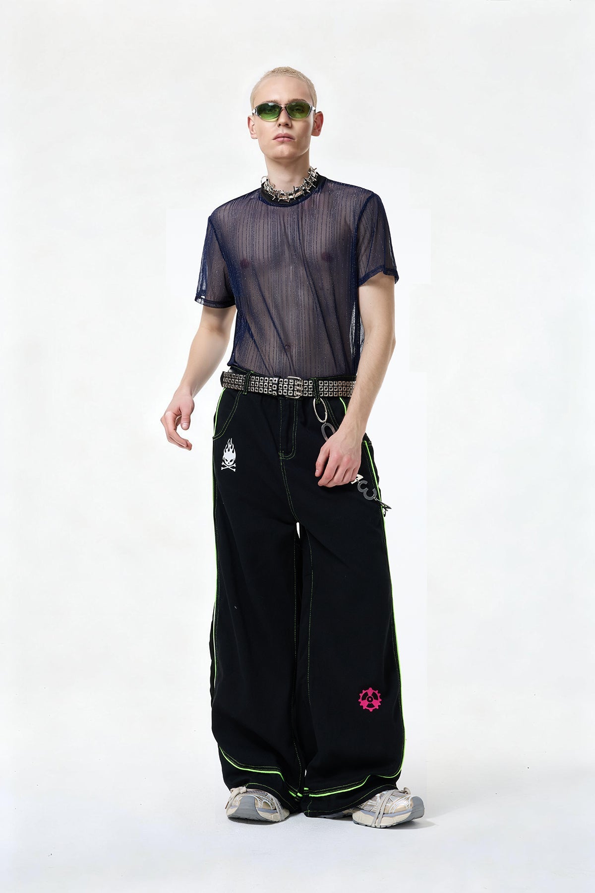 Glow Flow Mesh Top Blue
