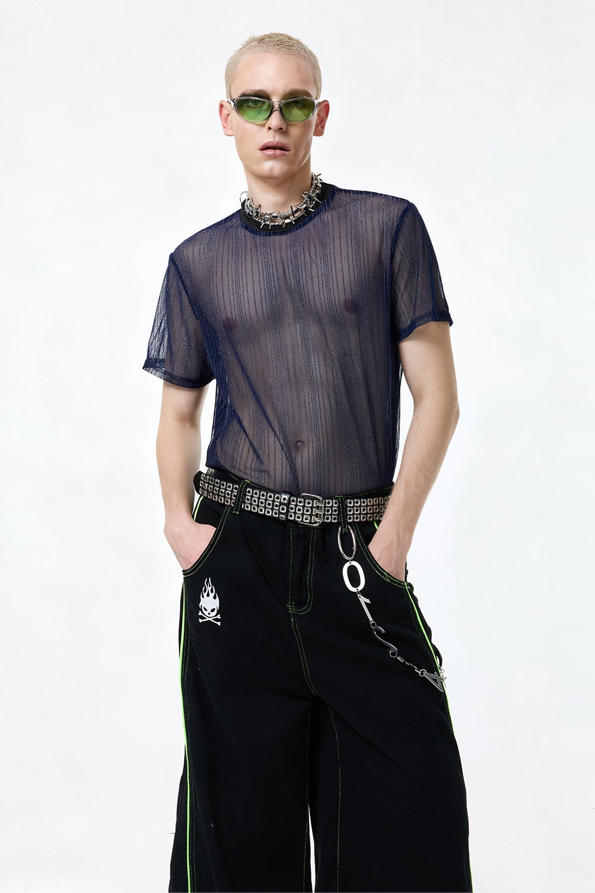 Glow Flow Mesh Top Blue