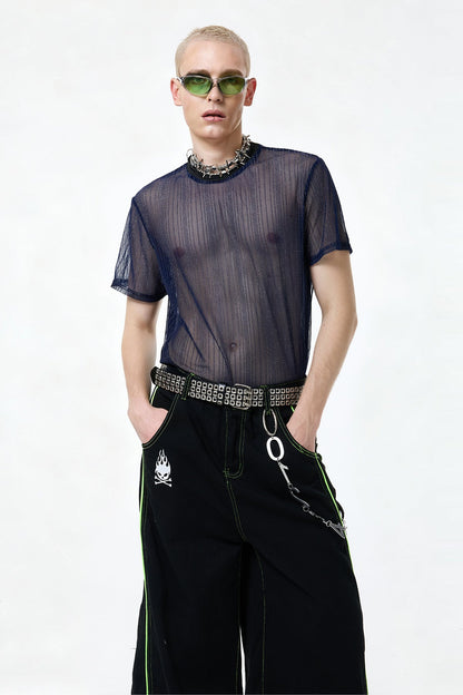 Glow Flow Mesh Top Blue