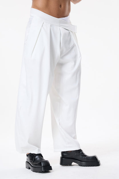 Glow Path Velcro Ruched Straight Pants White