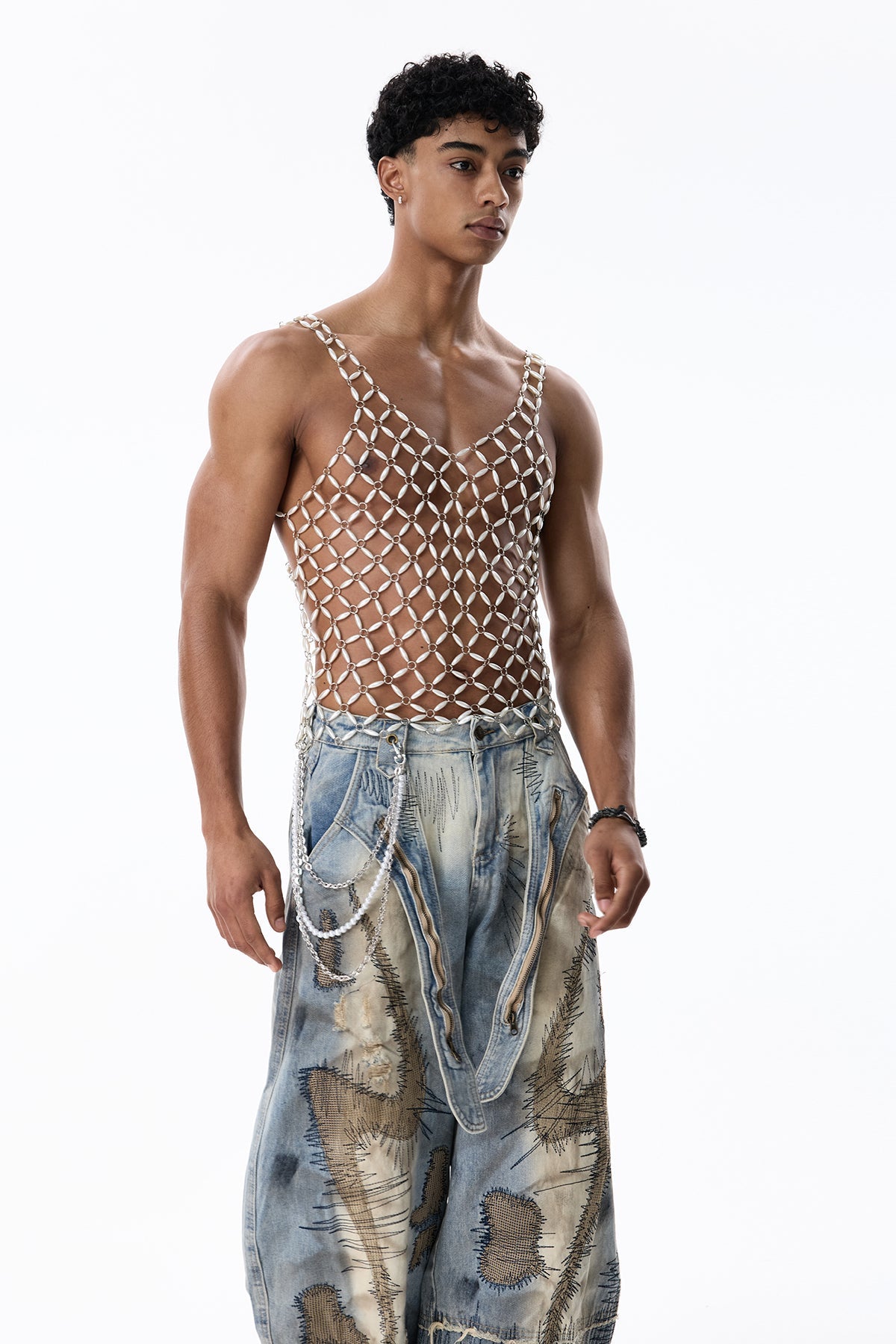 Glow Pearl Cutout Sleeveless Top