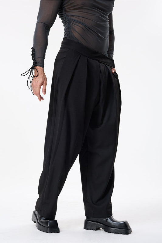 Glow Path Velcro Ruched Straight Pants Black