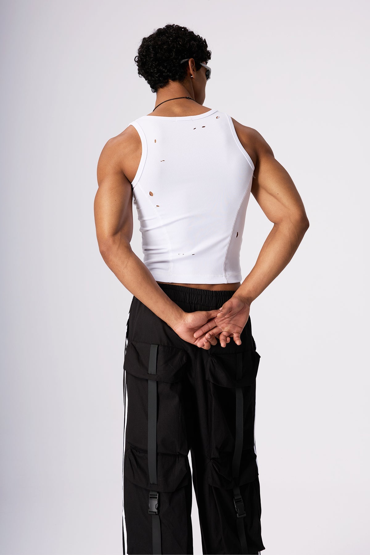 Grey Syntax Ripped Sleeveless Top White