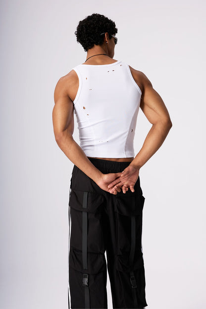 Grey Syntax Ripped Sleeveless Top White