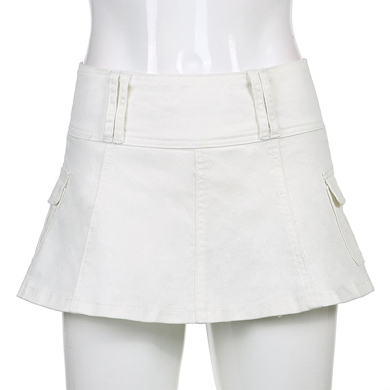 Low-Waist Zipper Mini Skirt