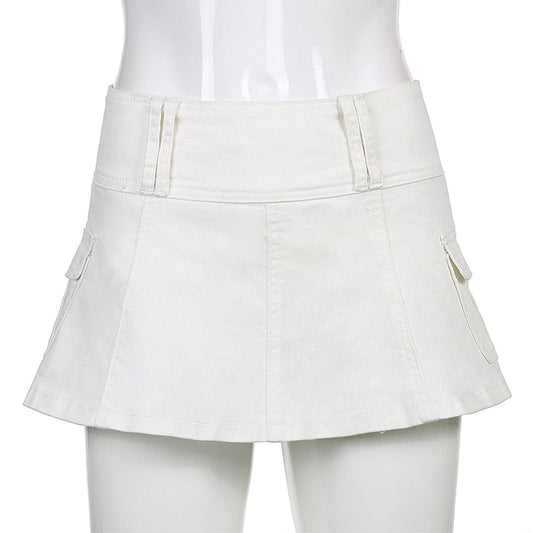 Low-Waist Zipper Mini Skirt