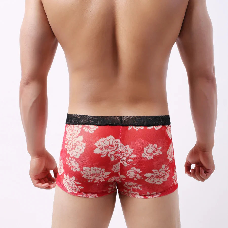 Tight Floral Print Boxer Briefs