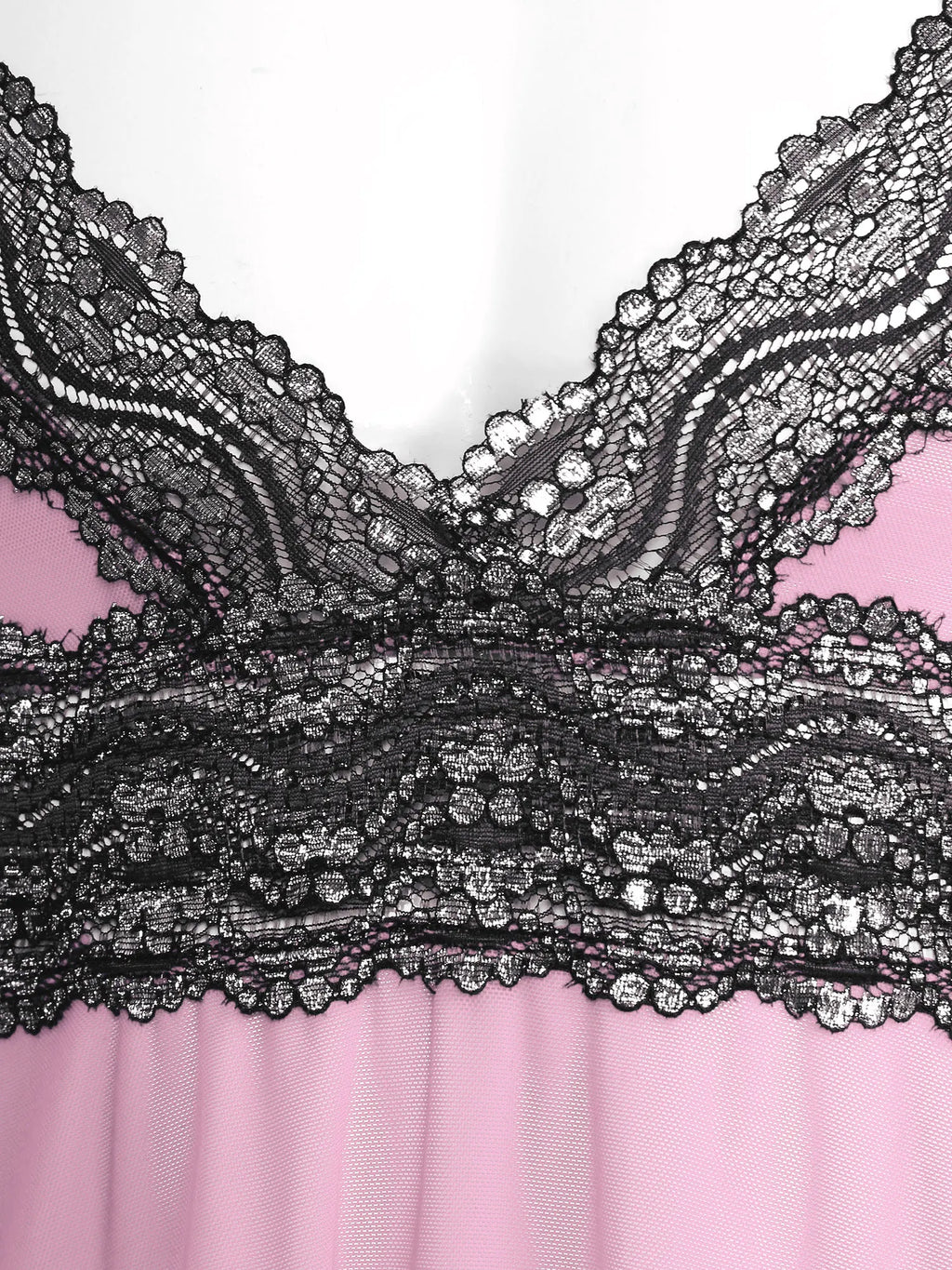 Mesh Floral Lace Sissy Mini Nightgown Set