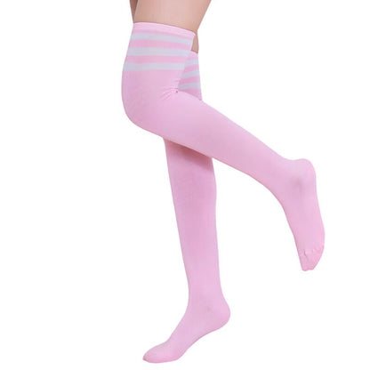 Pink Striped Thigh Highs