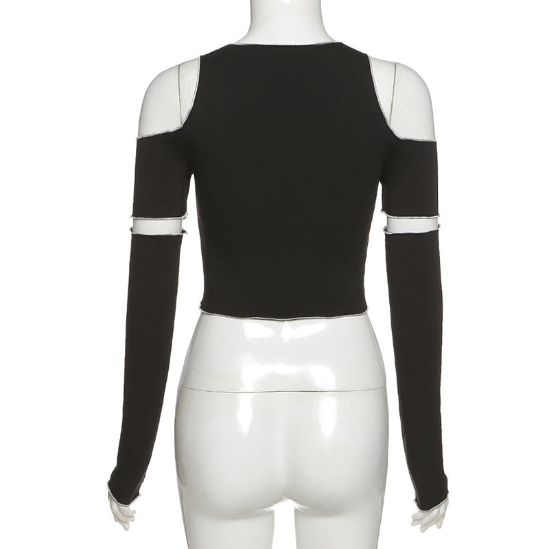 Black Cut-out Crop Top