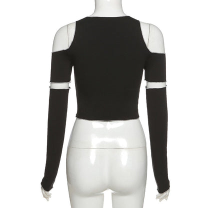 Black Cut-out Crop Top
