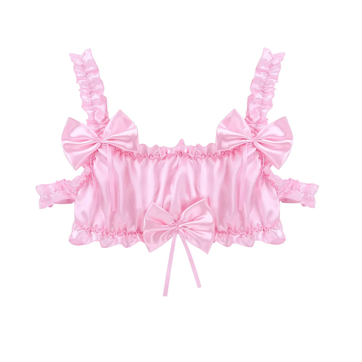 Androgynous Ruffled Satin Crop Top Lingerie