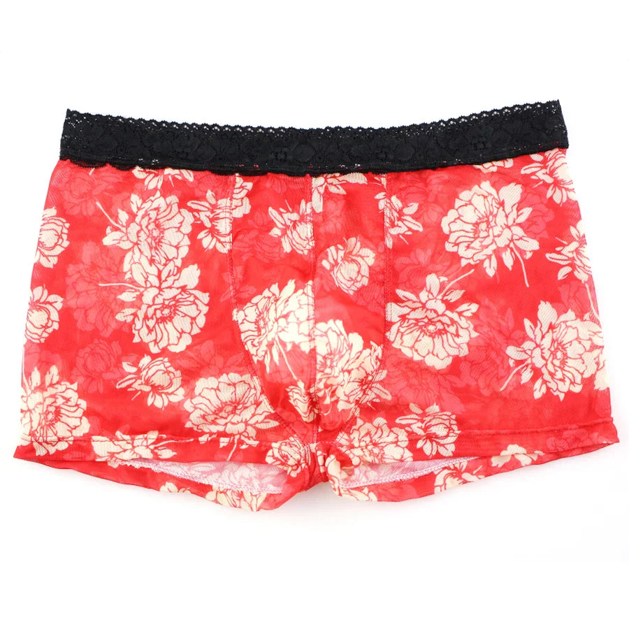 Tight Floral Print Boxer Briefs