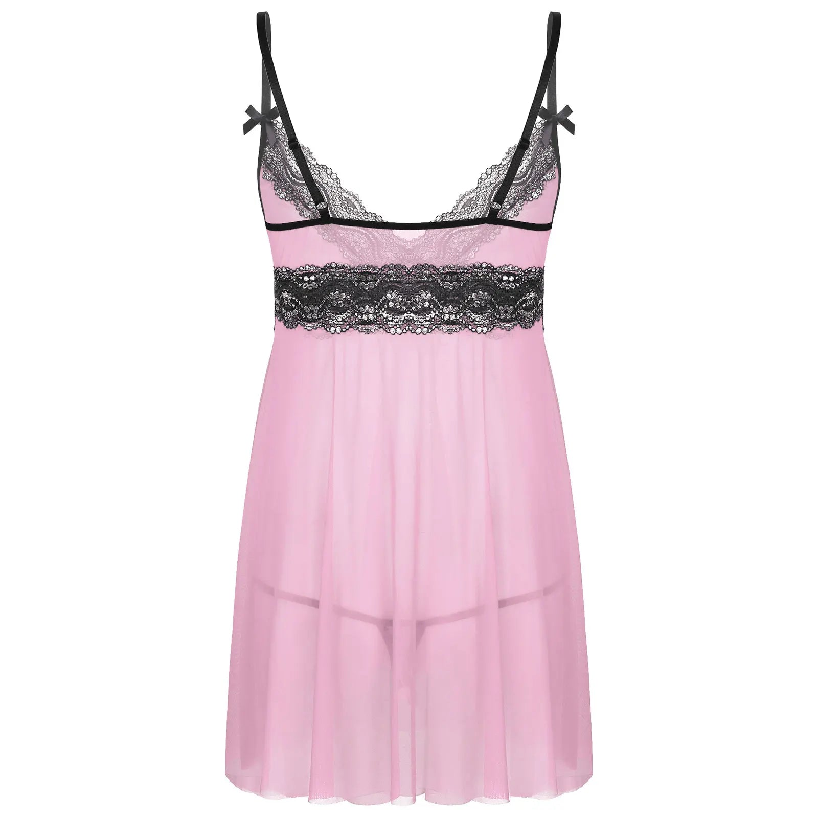 Mesh Floral Lace Sissy Mini Nightgown Set