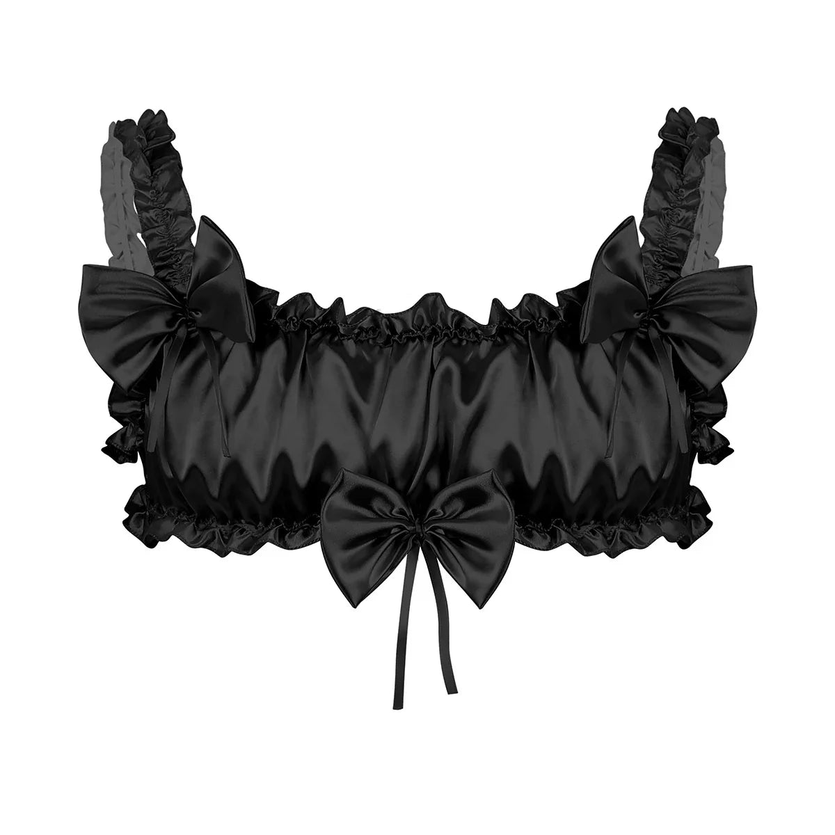 Androgynous Ruffled Satin Crop Top Lingerie