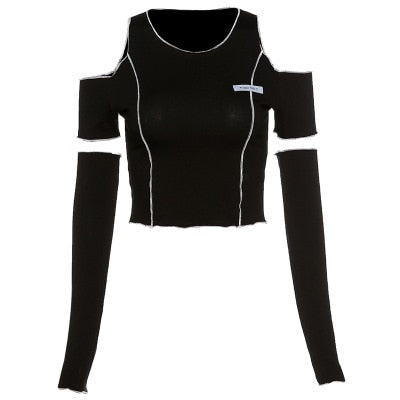 Black Cut-out Crop Top