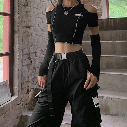Black Cut-out Crop Top