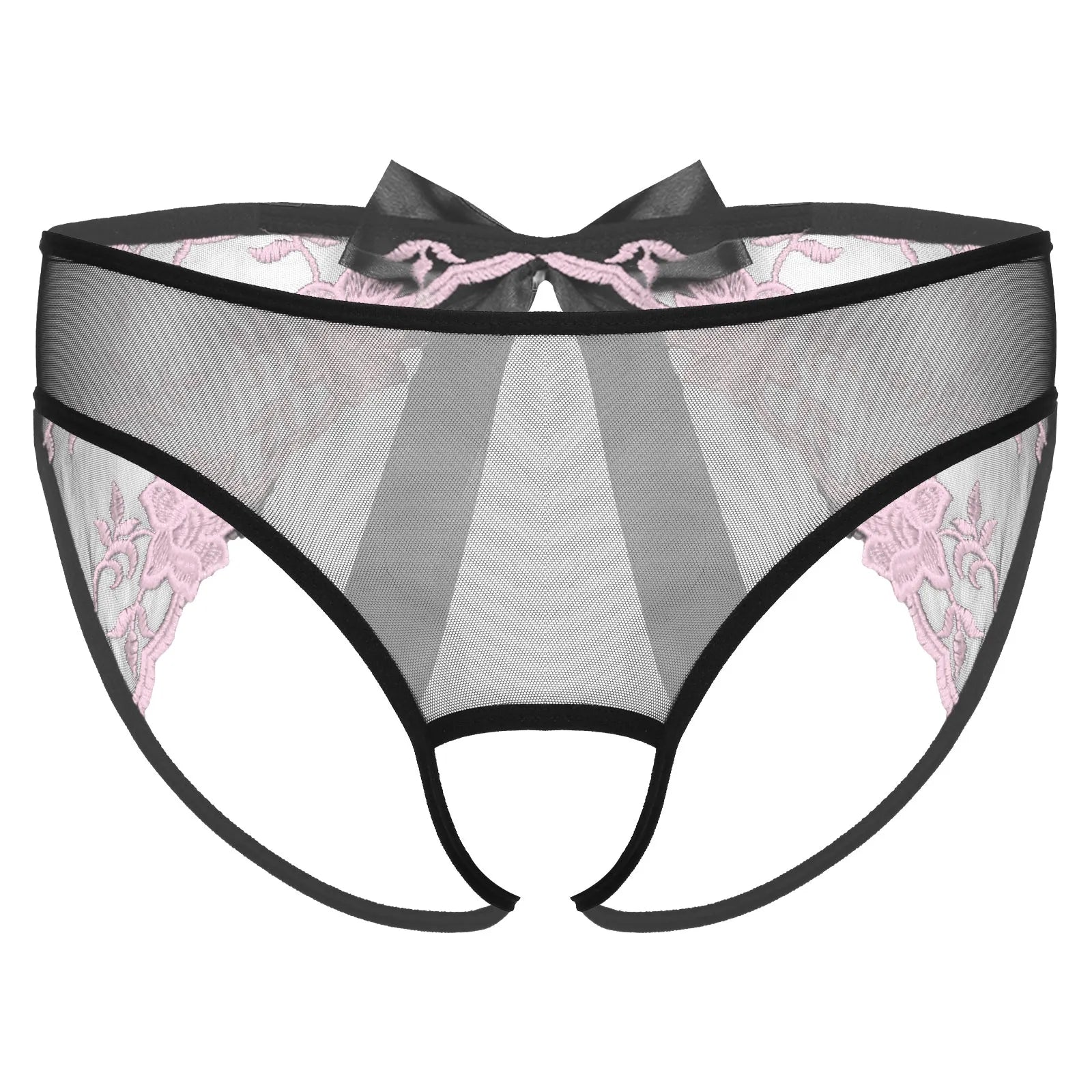 Open Crotch Embroidered Mens Lace Briefs