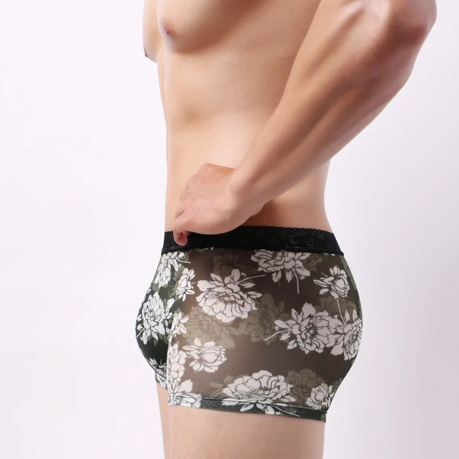 Tight Floral Print Boxer Briefs