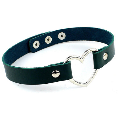 Heart Buckled Leather Choker