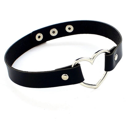 Heart Buckled Leather Choker