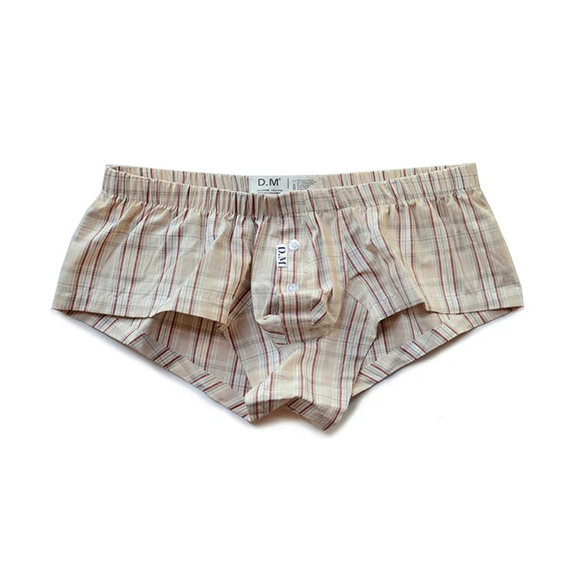 D.M. Low Rise Sexy Plaid Home Boxer Briefs