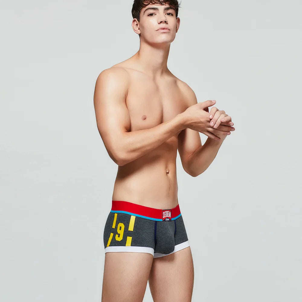SEOBEAN Athletic Print Cotton Boxer Briefs