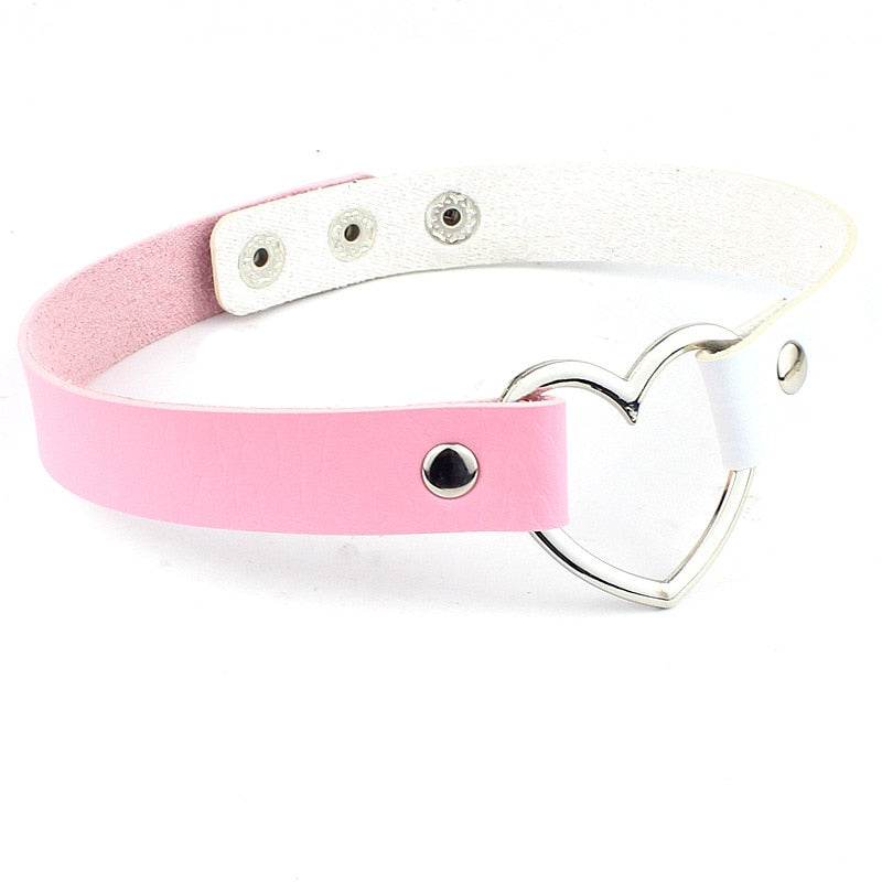 Heart Buckled Leather Choker