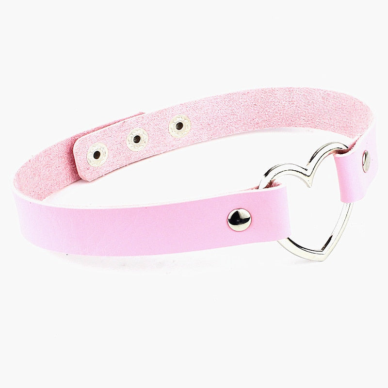 Heart Buckled Leather Choker