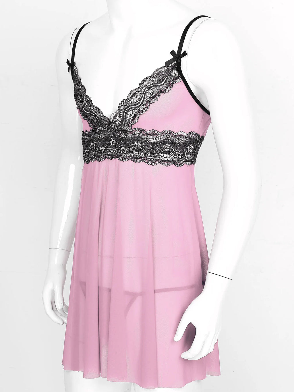 Mesh Floral Lace Sissy Mini Nightgown Set