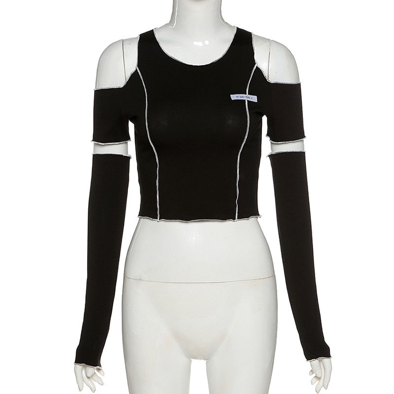 Black Cut-out Crop Top