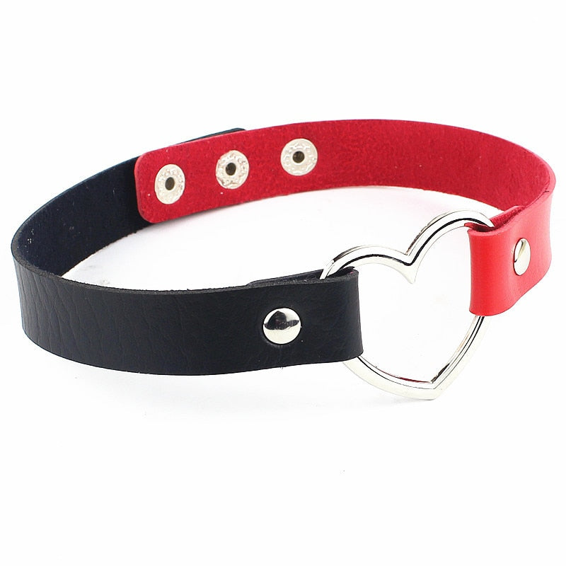 Heart Buckled Leather Choker