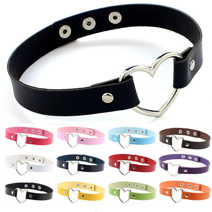 Heart Buckled Leather Choker