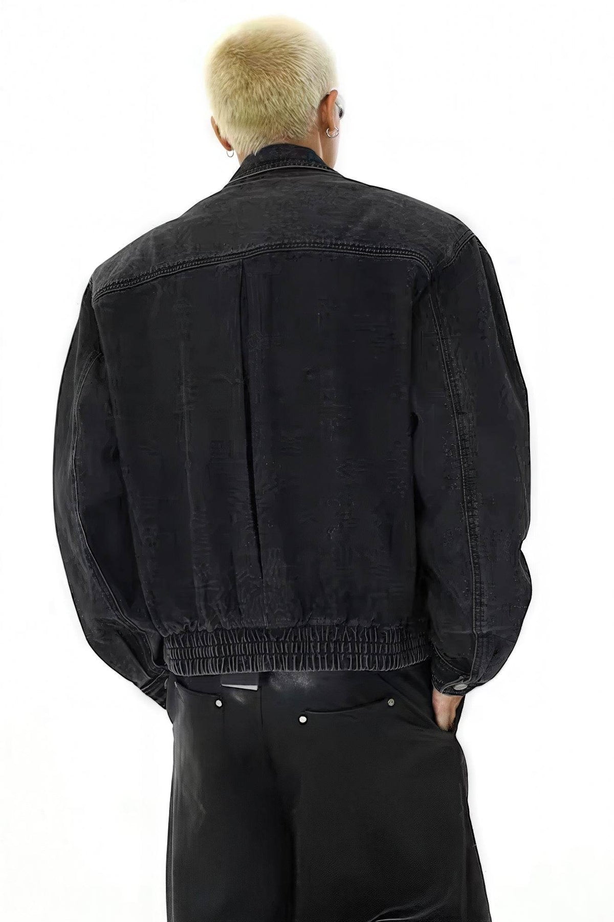 Heavyweight Denim Jacket - Washed Shoulder Pads & Metal Zipper Design