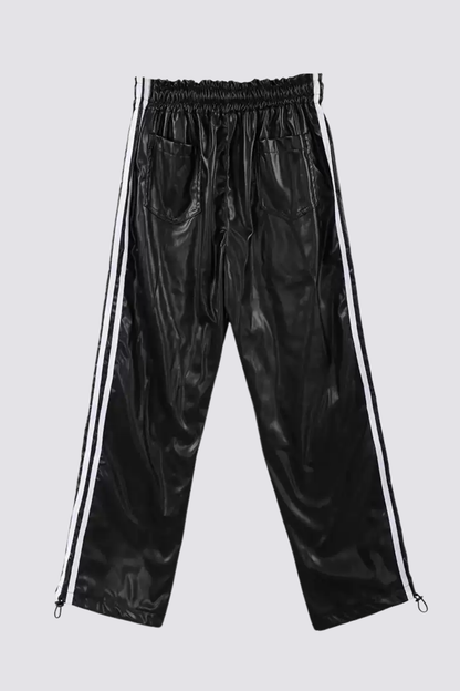Hard Coil Leather Straight Pants
