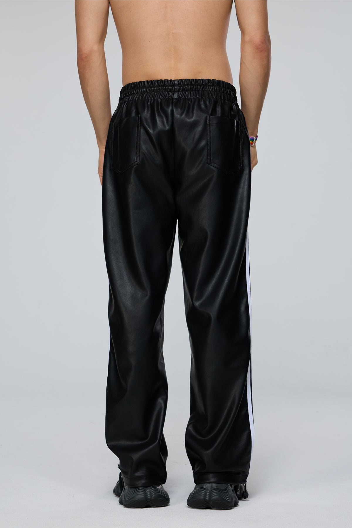 Hard Coil Leather Straight Pants