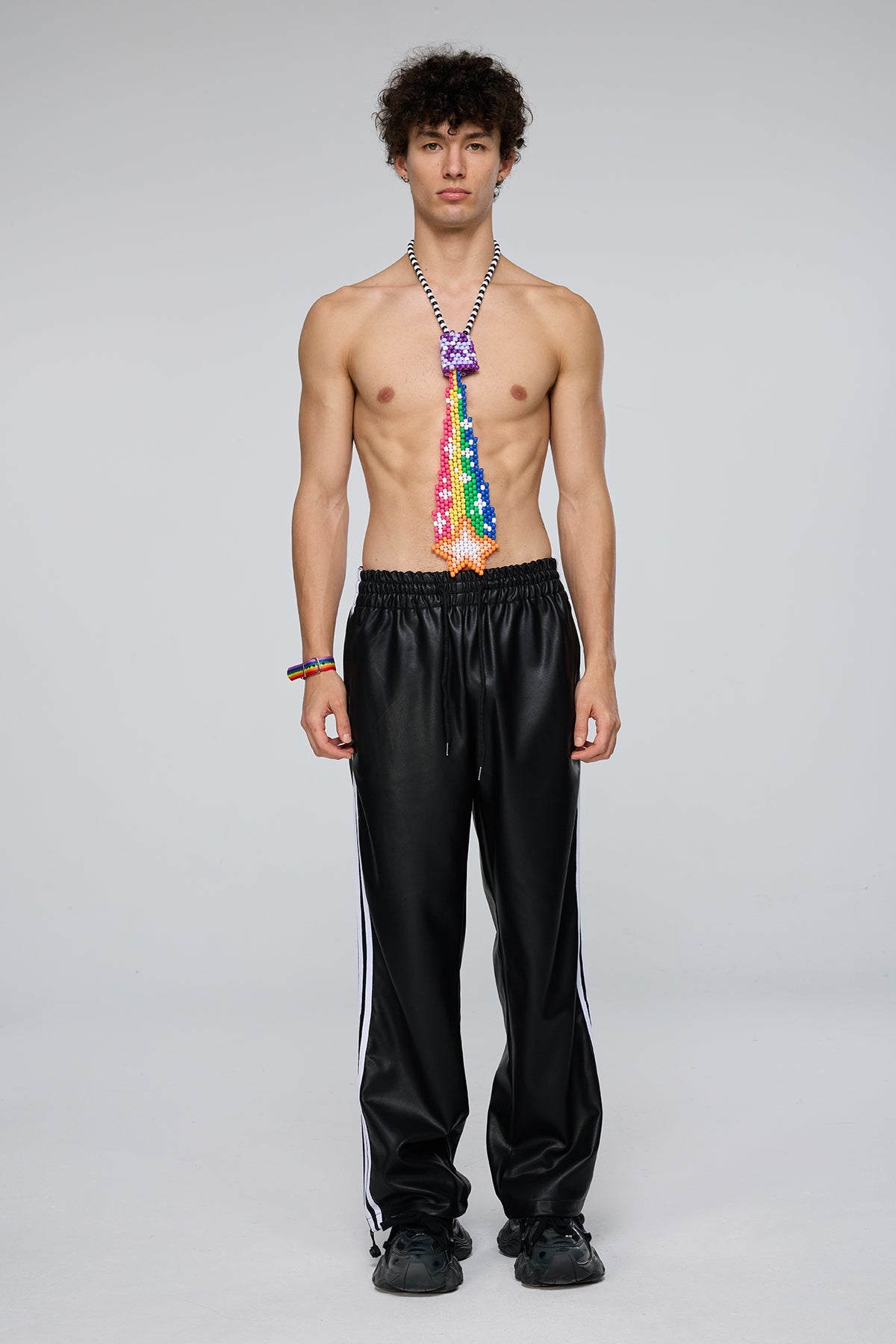 Hard Coil Leather Straight Pants