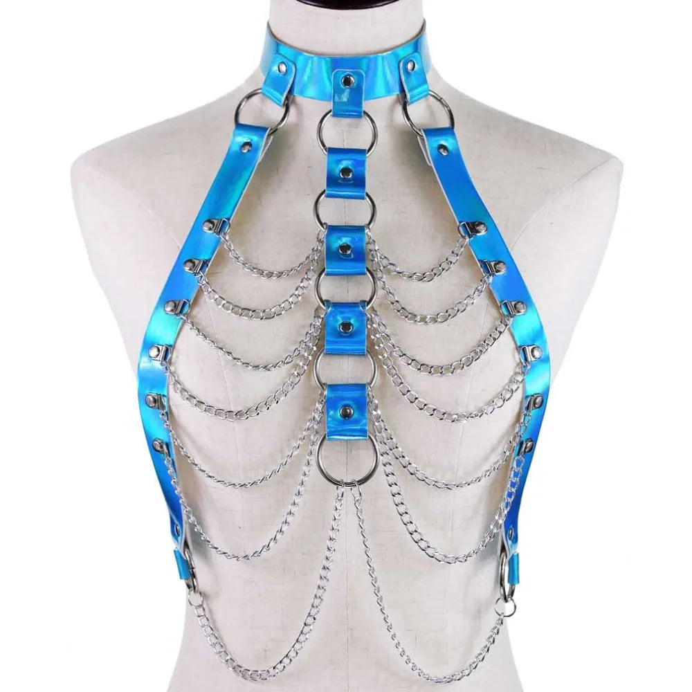 HoloGlam Punk Leather Harness Top
