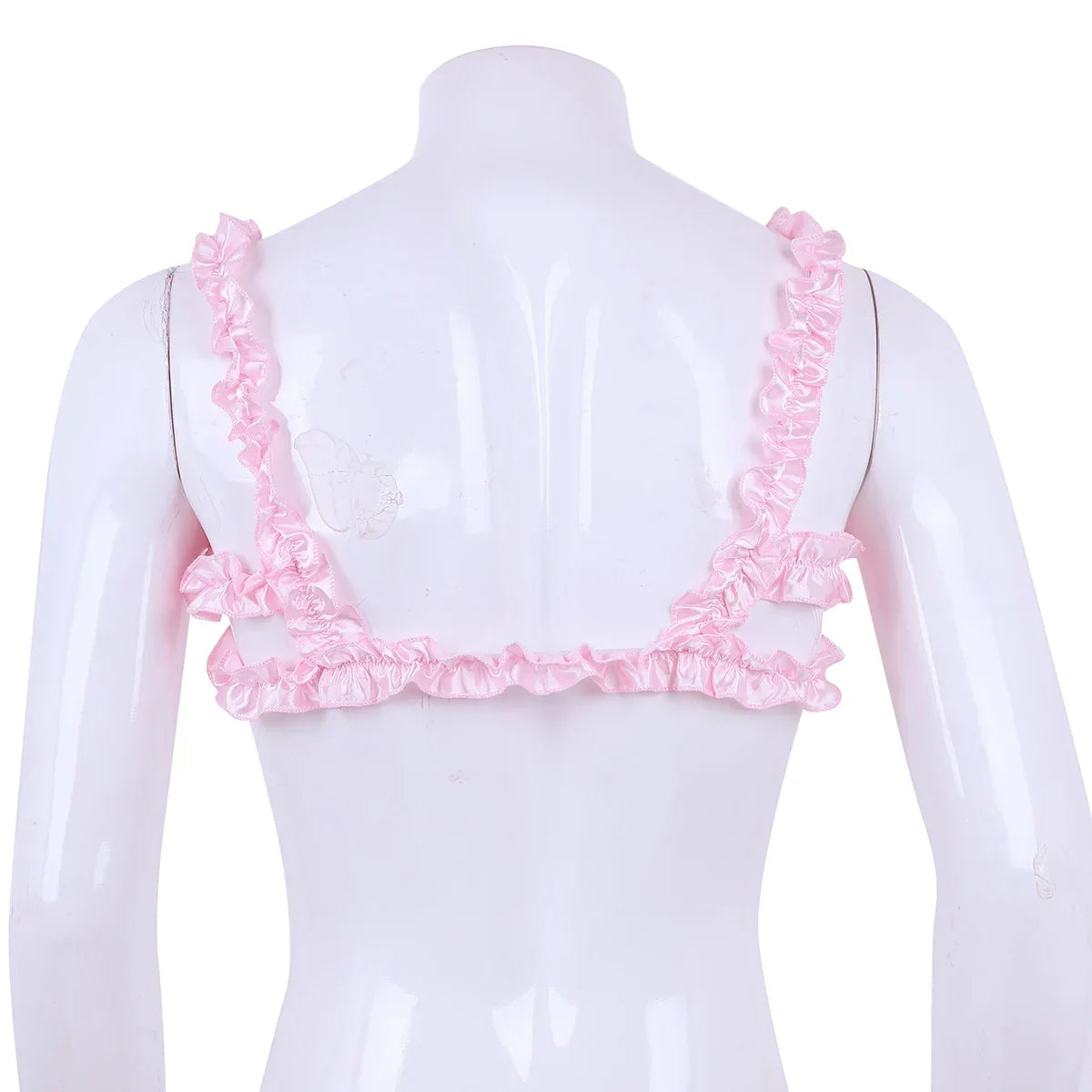 Androgynous Ruffled Satin Crop Top Lingerie
