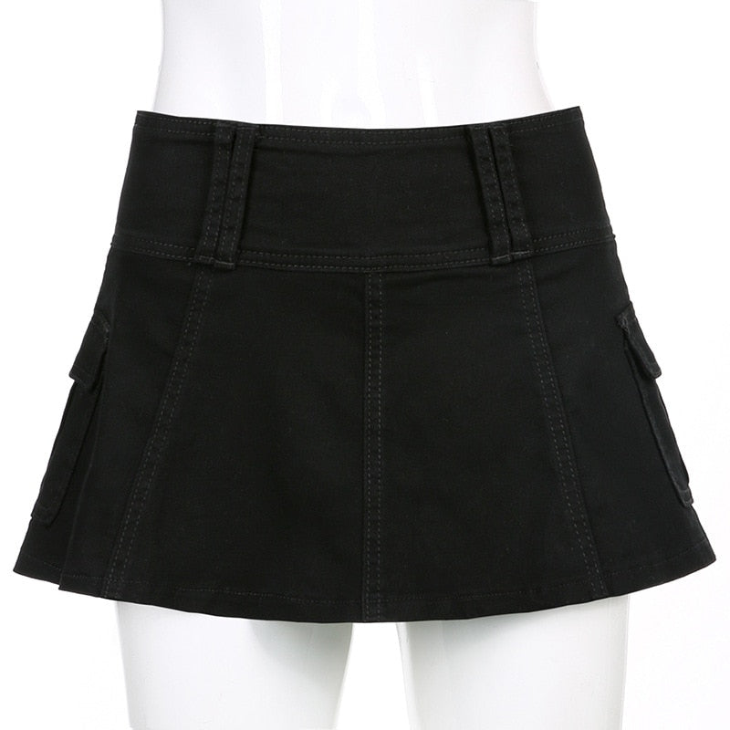 Low-Waist Zipper Mini Skirt