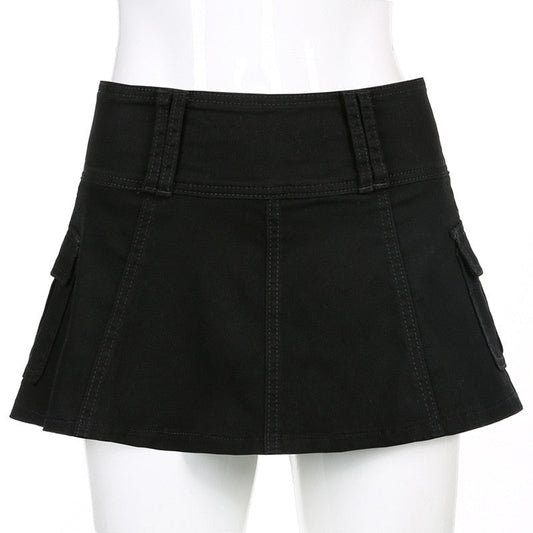 Low-Waist Zipper Mini Skirt
