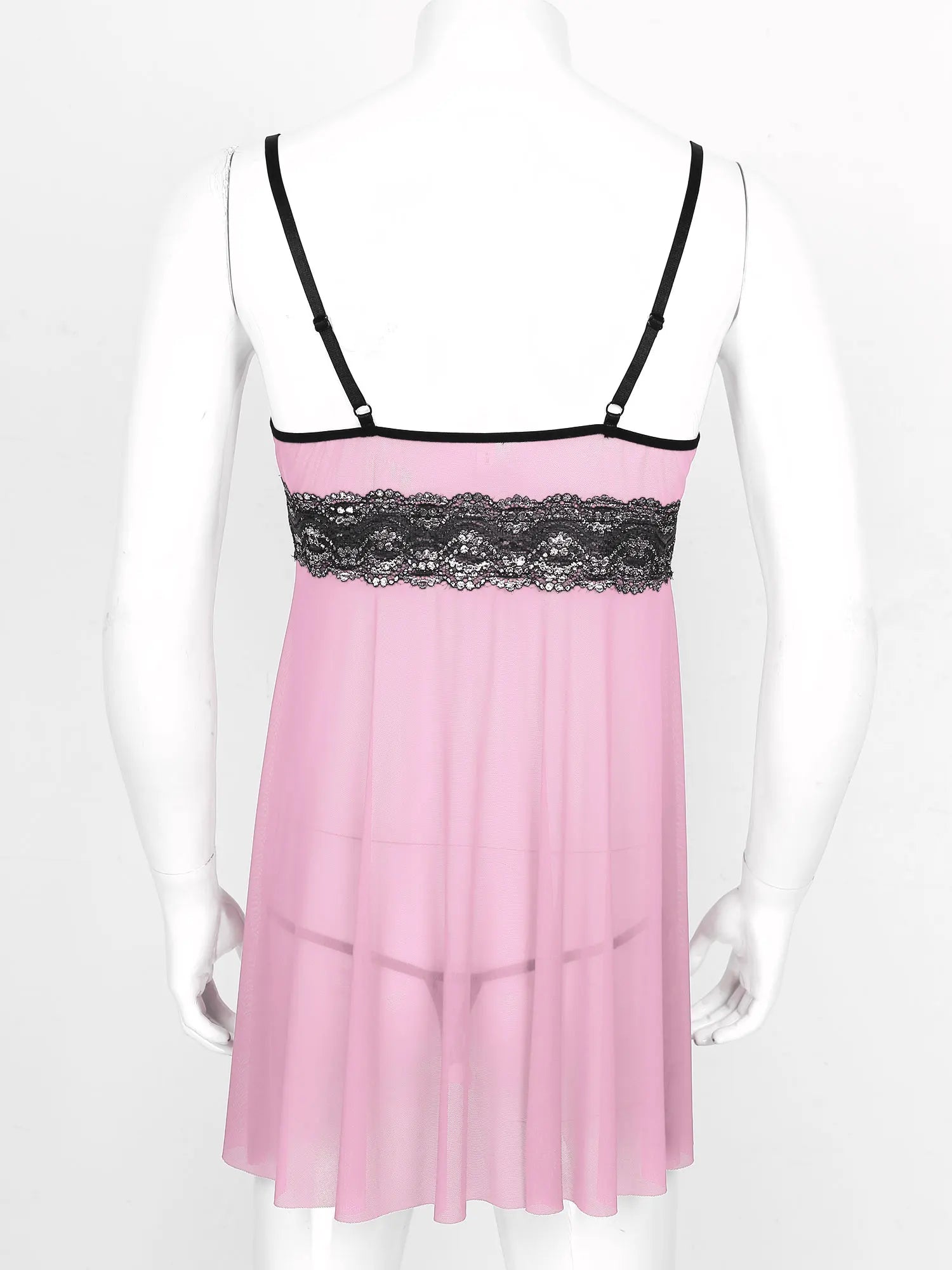Mesh Floral Lace Sissy Mini Nightgown Set