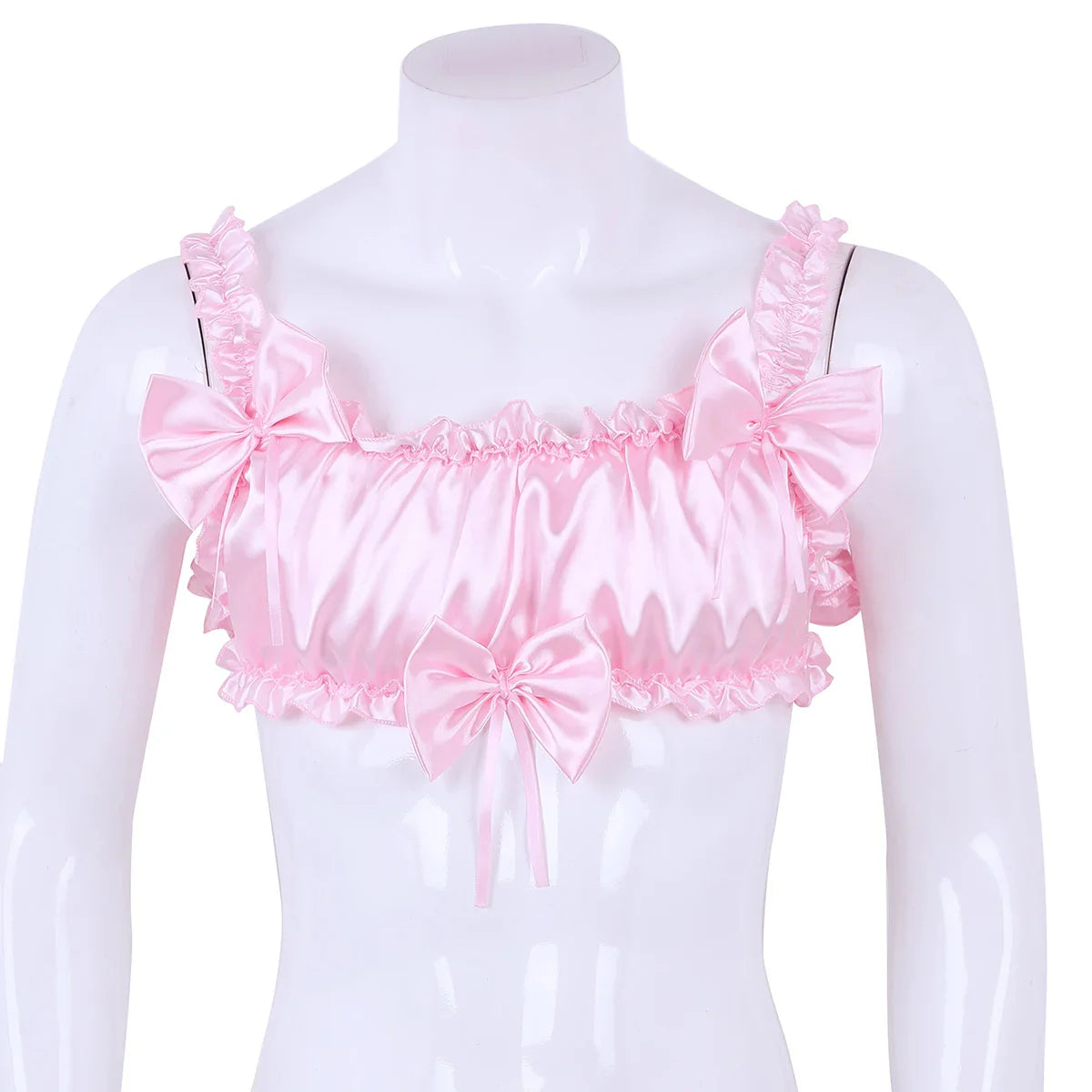 Androgynous Ruffled Satin Crop Top Lingerie